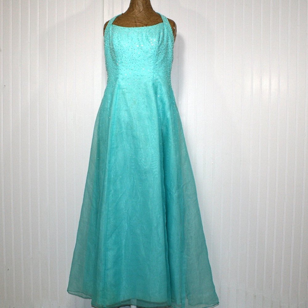 MORI LEE Gown Organza Crystal Sequin Prom Homecoming Formal Size 17